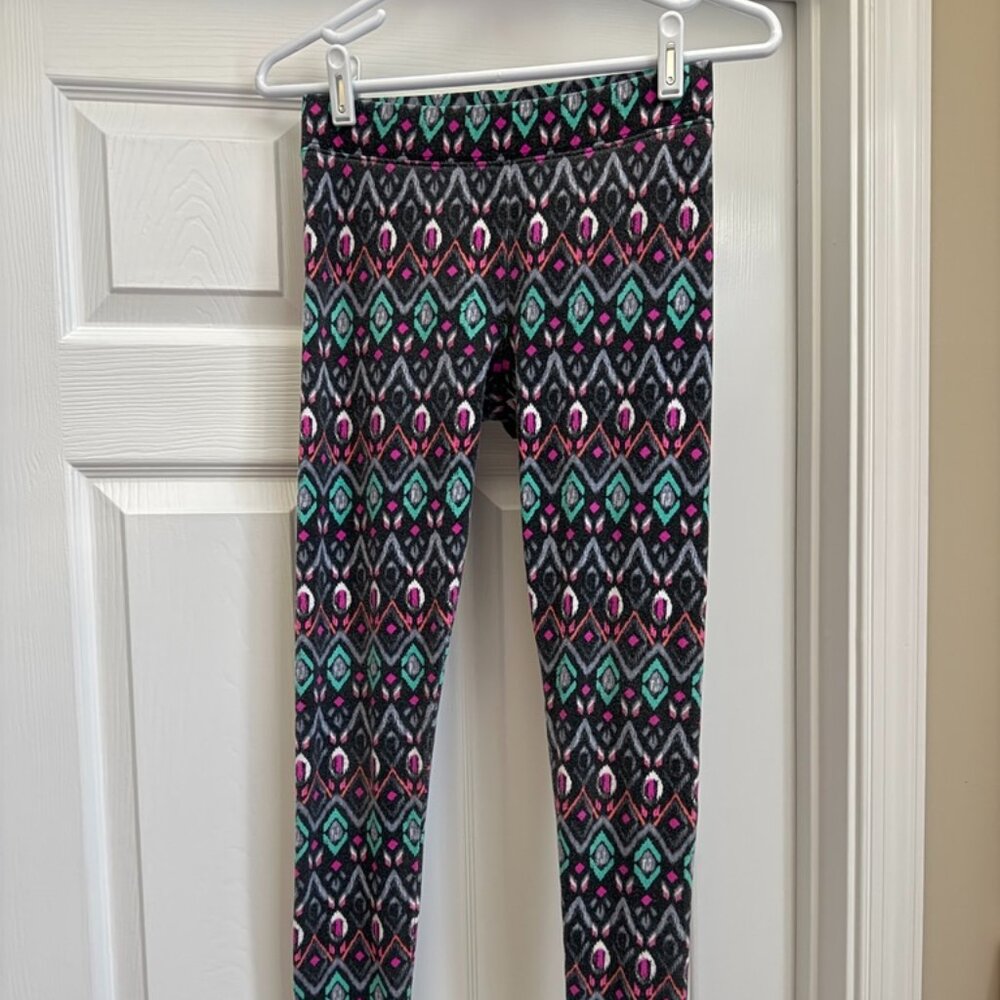 American Eagle Women's Gray Pink Geometric Aztec Print Leggings Size Medium